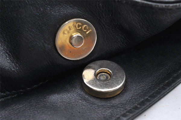 Authentic GUCCI Vintage Bamboo 2way Shoulder Hand Bag Leather Black Junk 0201I