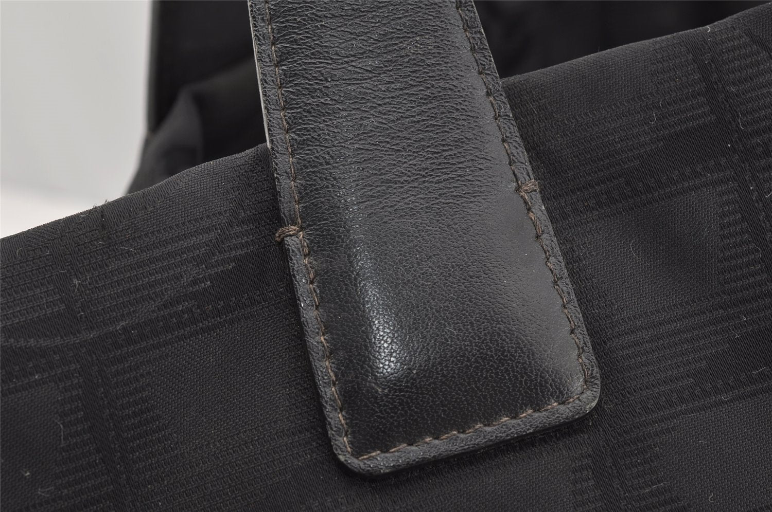 Authentic CHANEL New Travel Line Shoulder Tote Bag Nylon Leather Black 0203J