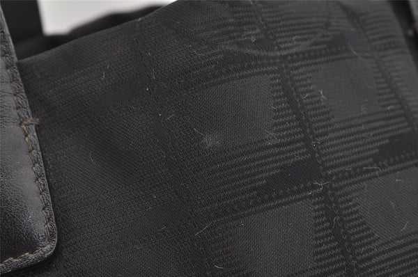 Authentic CHANEL New Travel Line Shoulder Tote Bag Nylon Leather Black 0203J