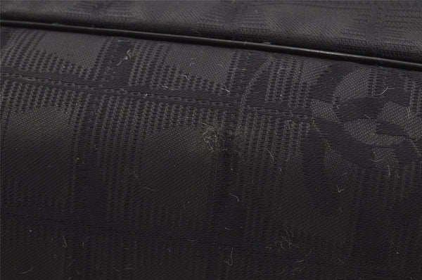 Authentic CHANEL New Travel Line Shoulder Tote Bag Nylon Leather Black 0203J