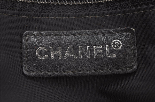 Authentic CHANEL New Travel Line Shoulder Tote Bag Nylon Leather Black 0203J