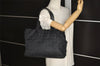 Authentic CHANEL New Travel Line Shoulder Tote Bag Nylon Leather Black 0203J