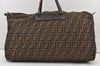 Authentic FENDI Vintage Zucca Travel Folding Tote Bag Nylon Leather Brown 0203K