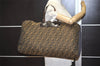 Authentic FENDI Vintage Zucca Travel Folding Tote Bag Nylon Leather Brown 0203K