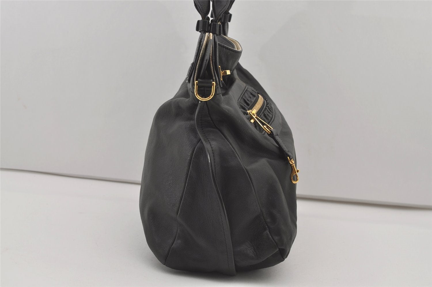 Authentic Chloe Vintage Margaret Leather 2Way Shoulder Hand Bag Black 0205J