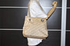 Authentic Christian Dior Trotter Romantic Tote Bag PVC Leather Beige 0206I