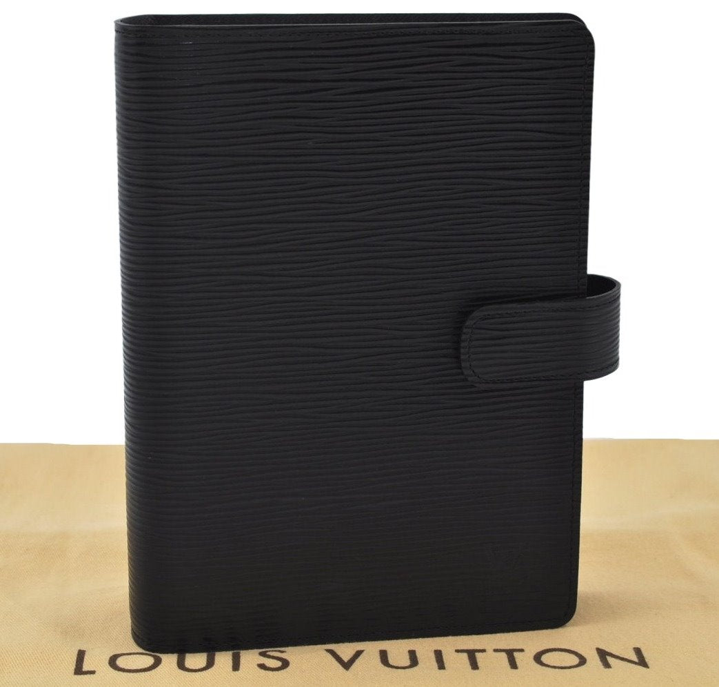 Authentic Louis Vuitton Epi Agenda MM Notebook Cover Black R20202 LV 0206J