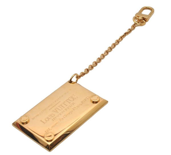 Authentic Louis Vuitton Inventeur Logo Key Chain Charm Mirror Gold LV 0208J