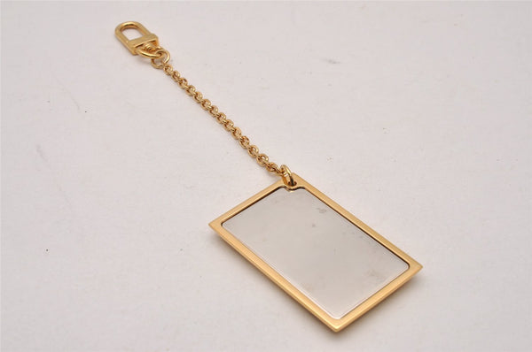 Authentic Louis Vuitton Inventeur Logo Key Chain Charm Mirror Gold LV 0208J