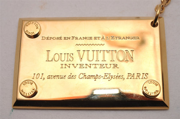 Authentic Louis Vuitton Inventeur Logo Key Chain Charm Mirror Gold LV 0208J