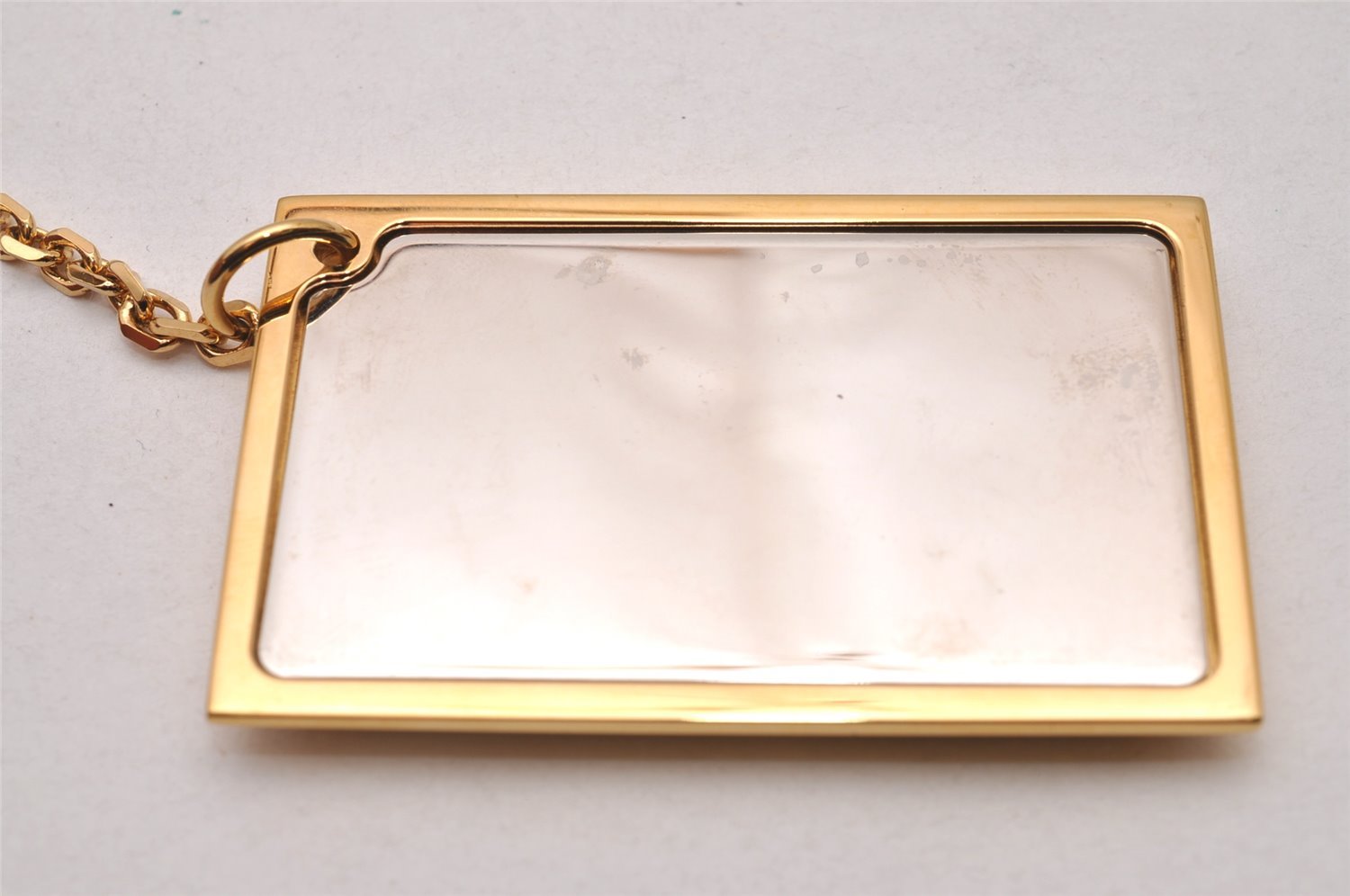 Authentic Louis Vuitton Inventeur Logo Key Chain Charm Mirror Gold LV 0208J