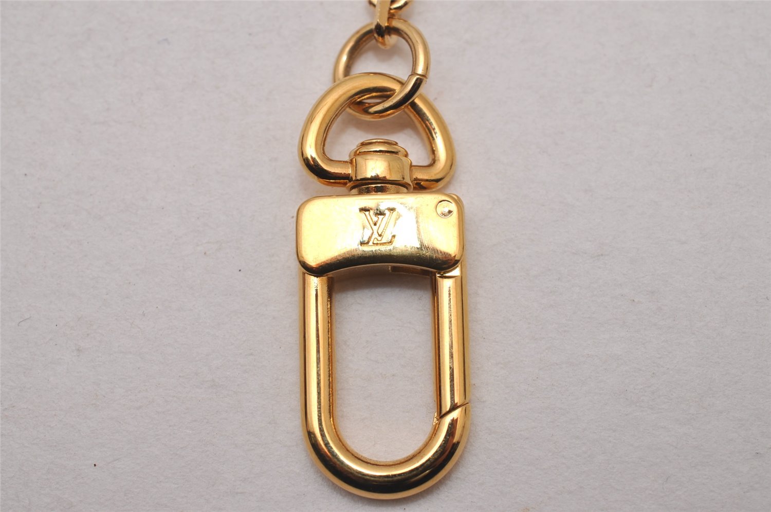 Authentic Louis Vuitton Inventeur Logo Key Chain Charm Mirror Gold LV 0208J