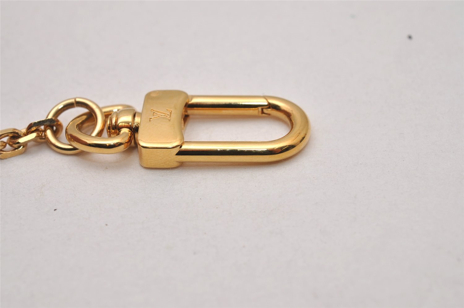 Authentic Louis Vuitton Inventeur Logo Key Chain Charm Mirror Gold LV 0208J