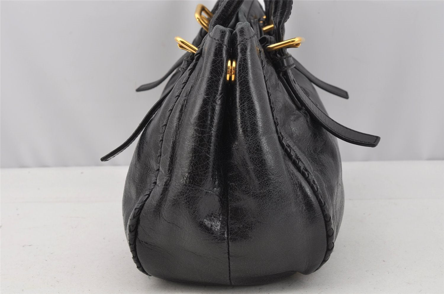 Authentic PRADA Vintage Leather 2Way Hand Tote Bag Purse Black Junk 0211J