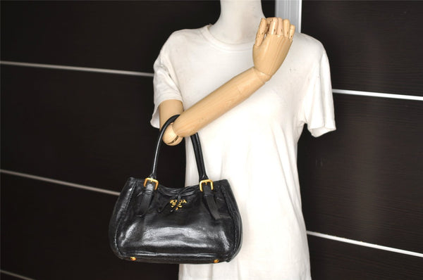 Authentic PRADA Vintage Leather 2Way Hand Tote Bag Purse Black Junk 0211J