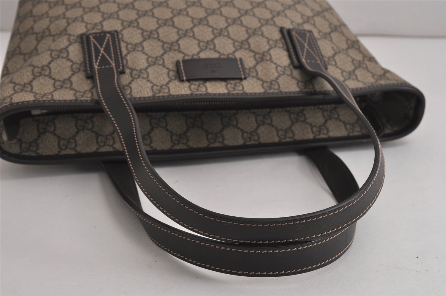 Authentic GUCCI Vintage Shoulder Tote Bag GG PVC Leather 211138 Brown 0211K
