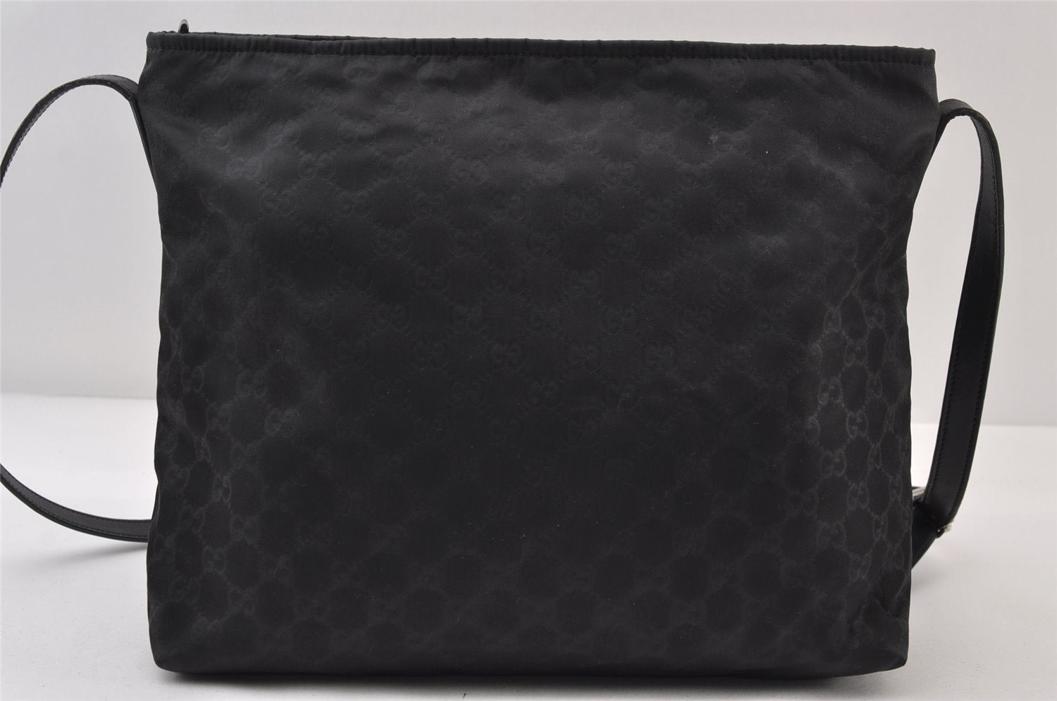Authentic GUCCI Shoulder Cross Body Bag GG Nylon Leather 308840 Black 0212J