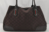 Authentic GUCCI Web Sherry Line Tote Bag GG Nylon Leather 293592 Brown 0213J