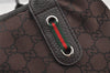 Authentic GUCCI Web Sherry Line Tote Bag GG Nylon Leather 293592 Brown 0213J