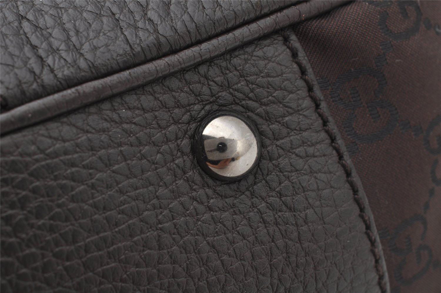 Authentic GUCCI Web Sherry Line Tote Bag GG Nylon Leather 293592 Brown 0213J