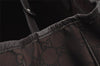 Authentic GUCCI Web Sherry Line Tote Bag GG Nylon Leather 293592 Brown 0213J