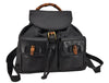 Authentic GUCCI Vintage Bamboo Drawstring Backpack Leather Black 0213K
