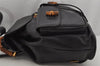 Authentic GUCCI Vintage Bamboo Drawstring Backpack Leather Black 0213K