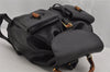 Authentic GUCCI Vintage Bamboo Drawstring Backpack Leather Black 0213K