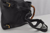 Authentic GUCCI Vintage Bamboo Drawstring Backpack Leather Black 0213K