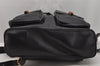 Authentic GUCCI Vintage Bamboo Drawstring Backpack Leather Black 0213K