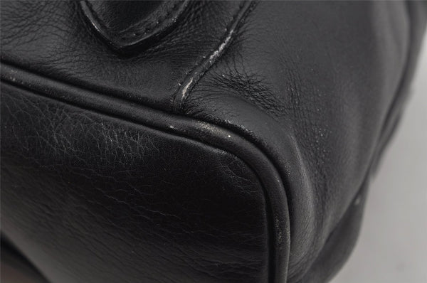 Authentic GUCCI Vintage Bamboo Drawstring Backpack Leather Black 0213K