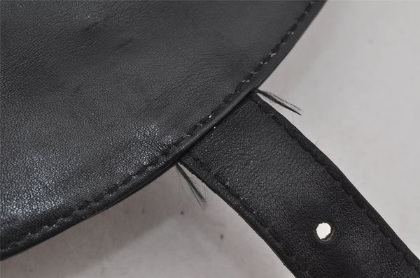 Authentic GUCCI Vintage Bamboo Drawstring Backpack Leather Black 0213K