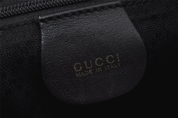 Authentic GUCCI Vintage Bamboo Drawstring Backpack Leather Black 0213K