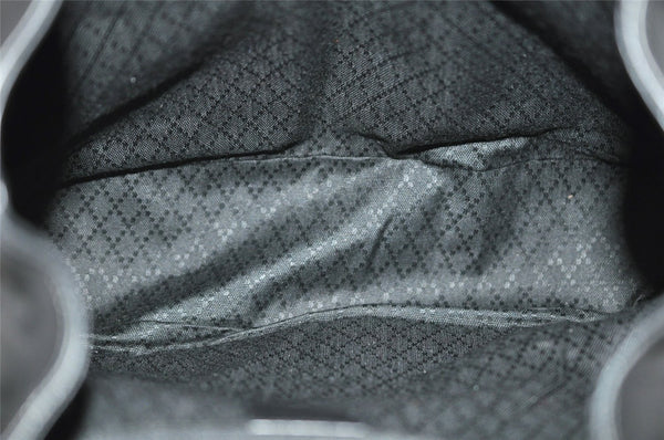 Authentic GUCCI Vintage Bamboo Drawstring Backpack Leather Black 0213K