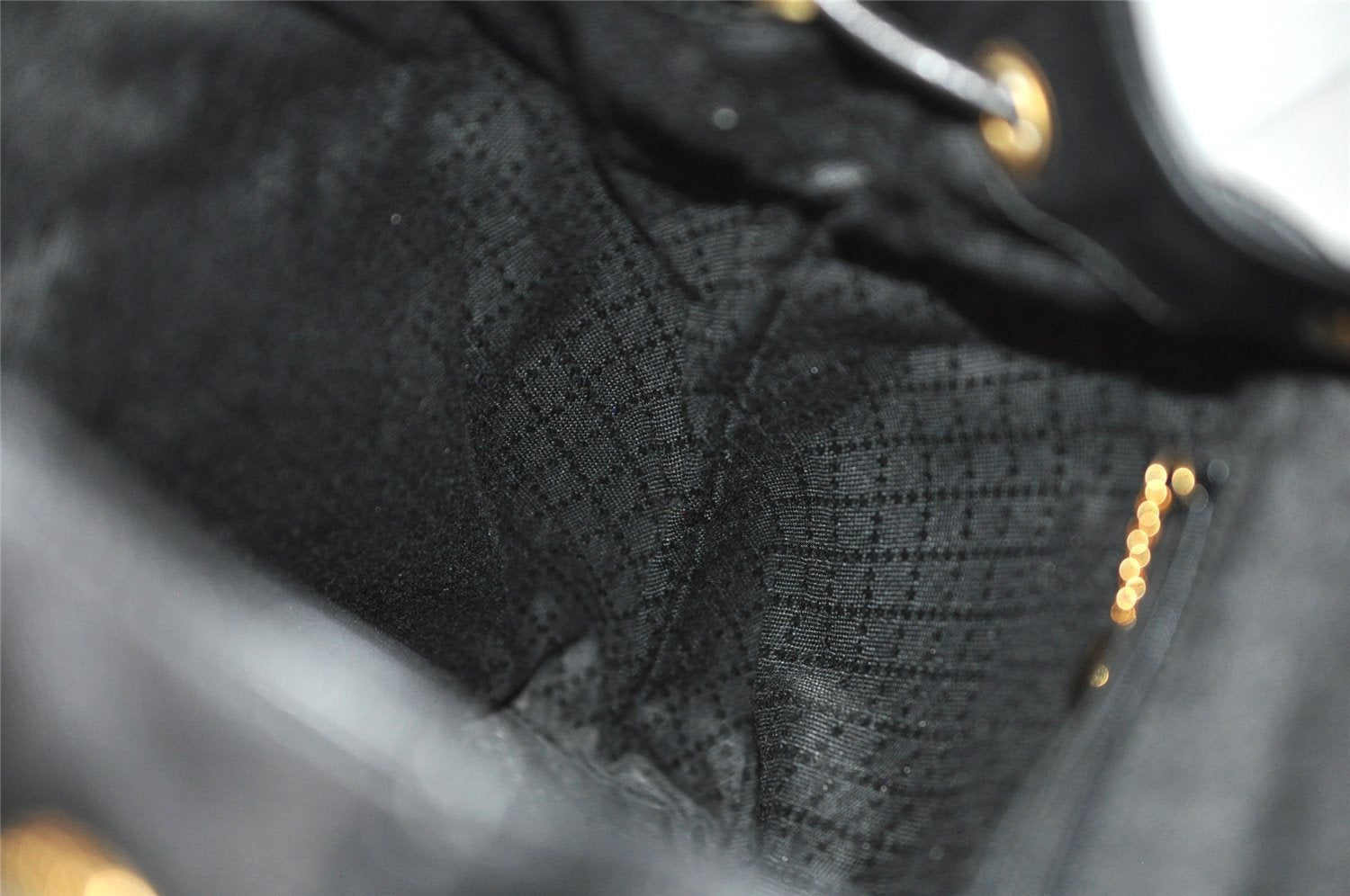 Authentic GUCCI Vintage Bamboo Drawstring Backpack Leather Black 0213K