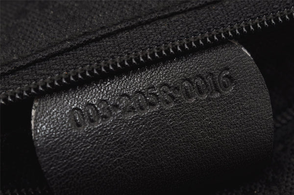 Authentic GUCCI Vintage Bamboo Drawstring Backpack Leather Black 0213K