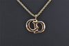 Authentic Christian Dior Gold Tone Chain Pendant Necklace CD 0214K