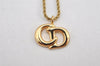 Authentic Christian Dior Gold Tone Chain Pendant Necklace CD 0214K