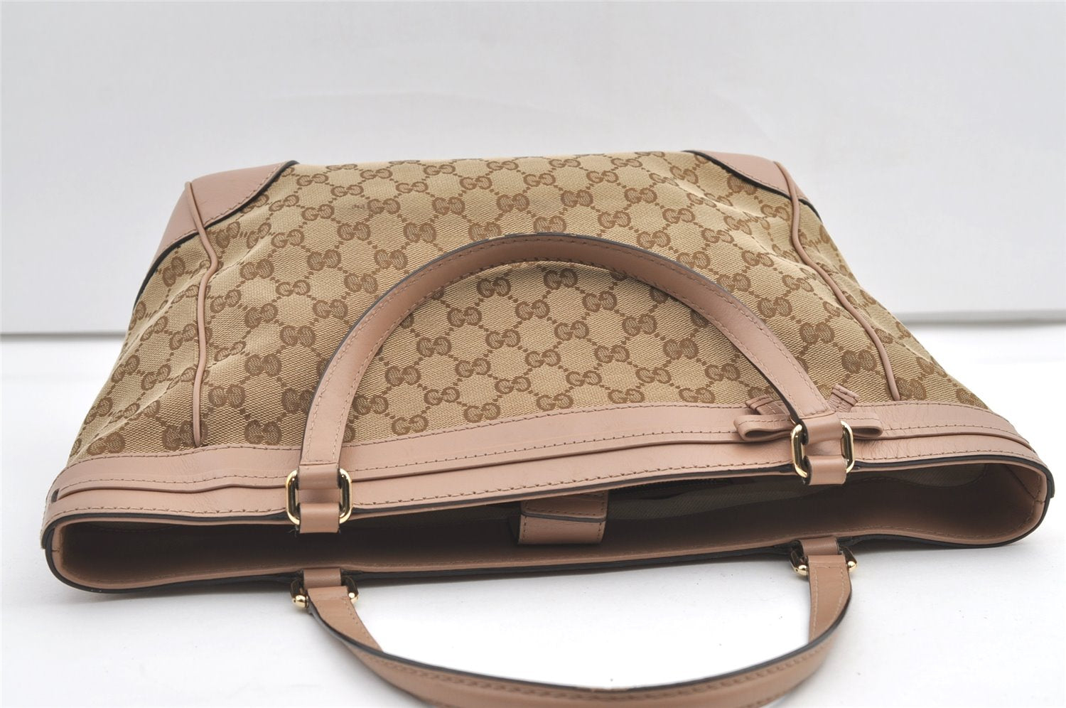 Authentic GUCCI Mayfair Hand Tote Bag GG Canvas Leather 257061 Brown 0216K