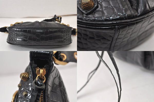 Authentic BALENCIAGA Le Cagole Xs Shoulder Cross Bag Leather 671809 Black 0218M