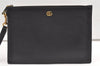 Authentic GUCCI GG Marmont Double G Clutch Hand Bag Leather 475317 Black 0219K