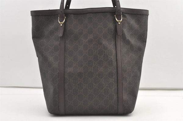 Authentic GUCCI Vintage Shoulder Tote Bag GG PVC Leather 336777 Brown 0221K