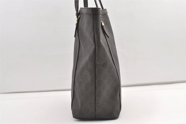 Authentic GUCCI Vintage Shoulder Tote Bag GG PVC Leather 336777 Brown 0221K
