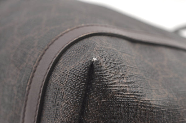 Authentic GUCCI Vintage Shoulder Tote Bag GG PVC Leather 336777 Brown 0221K