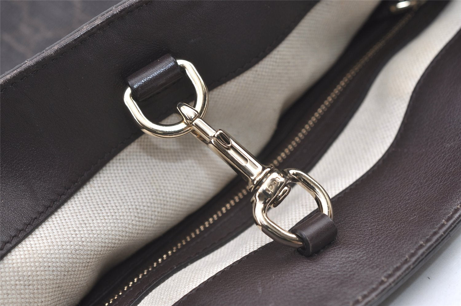 Authentic GUCCI Vintage Shoulder Tote Bag GG PVC Leather 336777 Brown 0221K