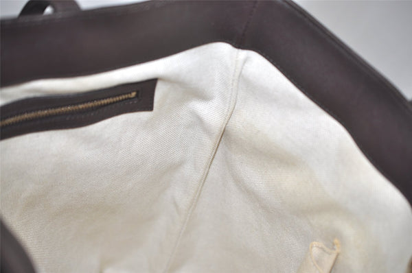 Authentic GUCCI Vintage Shoulder Tote Bag GG PVC Leather 336777 Brown 0221K