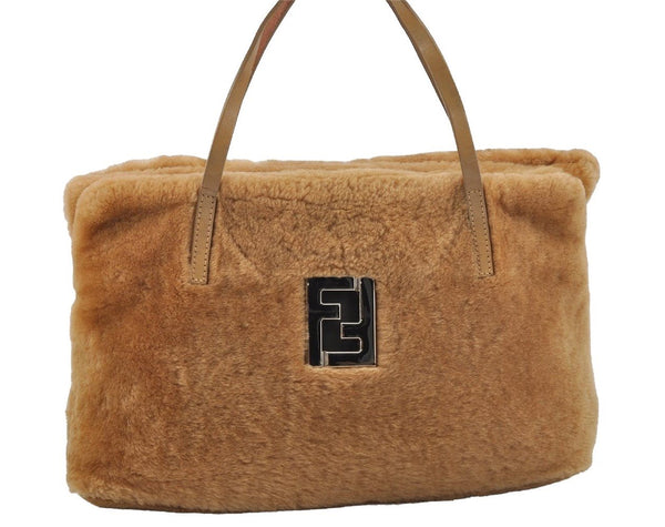 Authentic FENDI Vintage Fur Leather Shoulder Tote Bag Brown 0222J