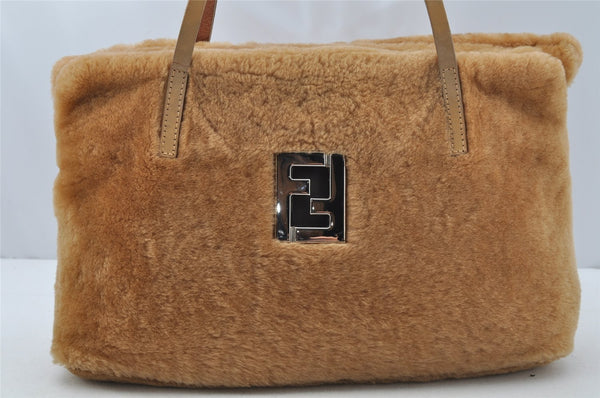 Authentic FENDI Vintage Fur Leather Shoulder Tote Bag Brown 0222J