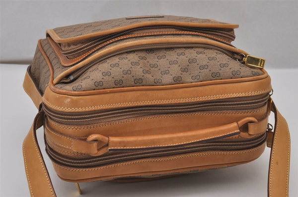 Authentic GUCCI Micro GG PVC Leather Shoulder Cross Body Bag Brown Junk 0223J