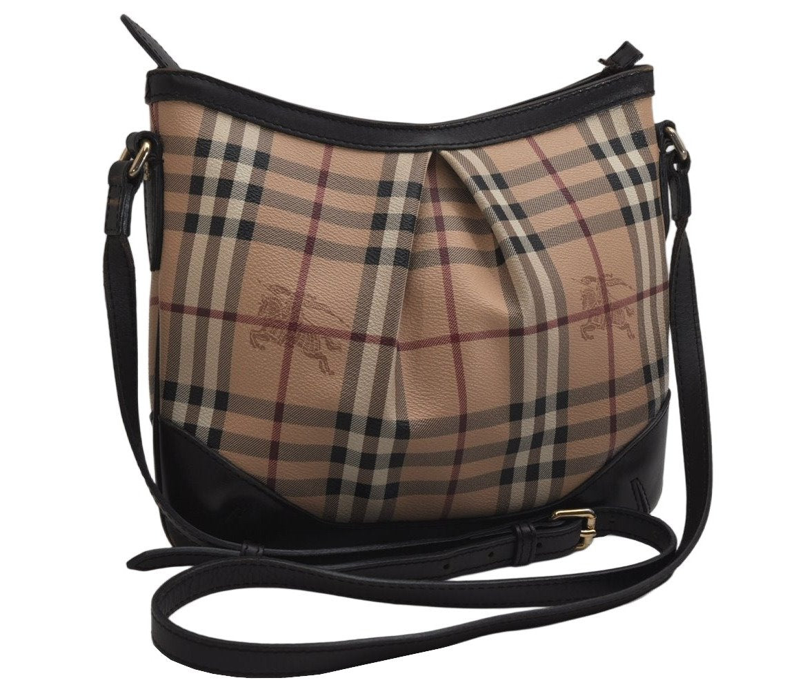 Authentic BURBERRY Nova Check Shoulder Cross Body Bag PVC Leather Beige 0223K